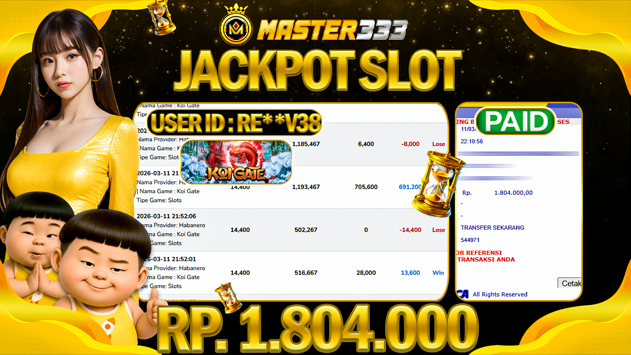 JACKPOT 1.804.000 DI MASTER333 LANGSUNG DI BAYAR LUNAS